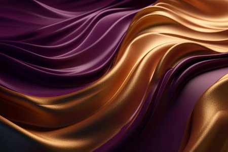 An illustration of a silk texture background in yellow and purple colors, suitable for banners, flyers, and graphic design projects. Ai generatedの素材