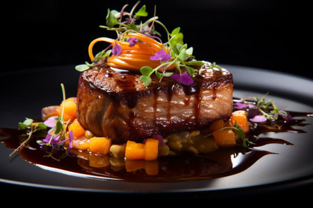 Irresistible gourmet dish showcasing the delectable textures and vibrant colors of a mouthwatering dish that promises a culinary experience. Ai generatedの素材