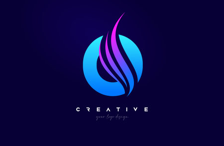 Letter O Swoosh Alphabet Logo Design with creative Swoosh shapes in blue pink colors for Personal or Business Vector Vector Illustration.のイラスト素材