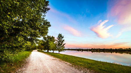 Rakitje lake above vivid sky at springtimeの写真素材