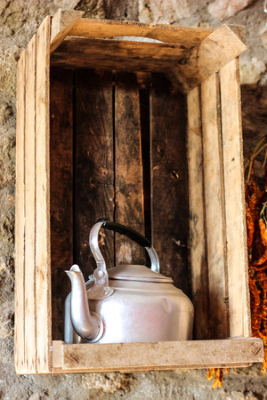 Pressure Cooker in a wooden boxの写真素材