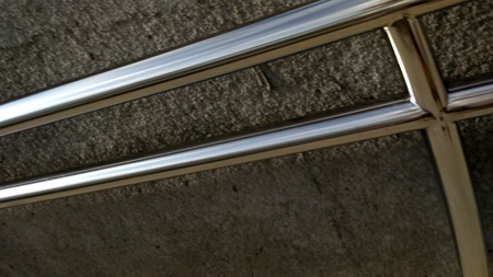 two iron stairs that shineの写真素材