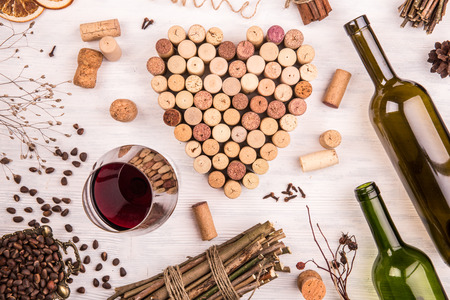 Wine traffic jams in the form of heartの写真素材