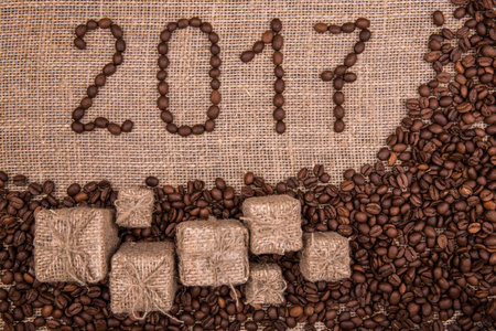 New year 2017 from coffee grains