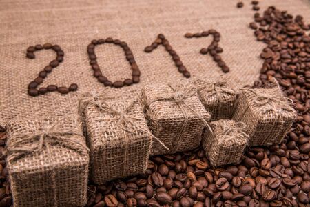New year 2017 from coffee grainsの写真素材
