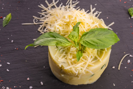 Mashed potatoes with cheese, served as a separate dish, or as a garnish for meatの写真素材