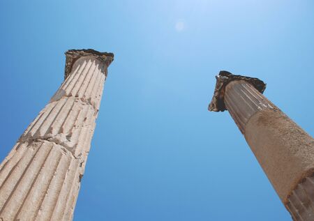 Pillars at Ephesus, Izmir, Turkey, Middle Eastの写真素材