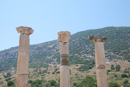Pillars at Ephesus, Izmir, Turkey, Middle Eastの写真素材