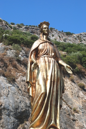 Bronze sculpture of the Virgin Mary in Selcuk, Ephesus, near Izmir, Turkeyの写真素材
