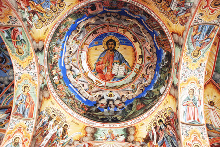 Frescoes on the ceiling of the Christian Orthodox Churchのeditorial素材