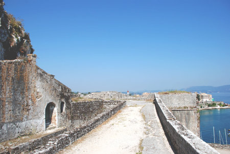 View from the fortress in Kerkyra, Corfu, Greeceの写真素材