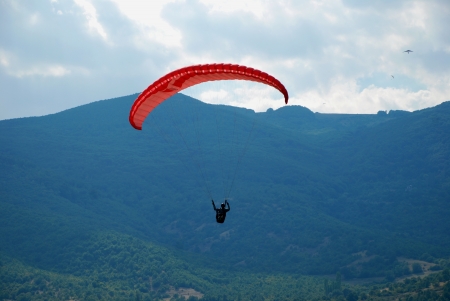 Exercise of the sky  Paragliders in Prilep, Macedoniaの写真素材
