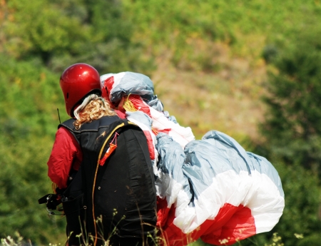 Paraglider  before starting の写真素材