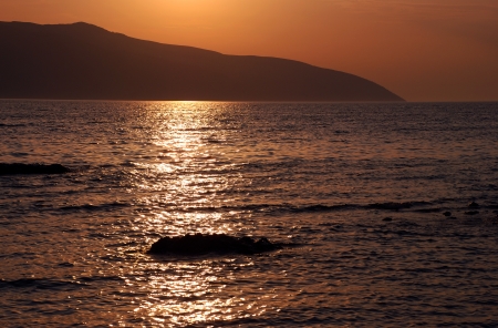 Sunset over the seaの写真素材