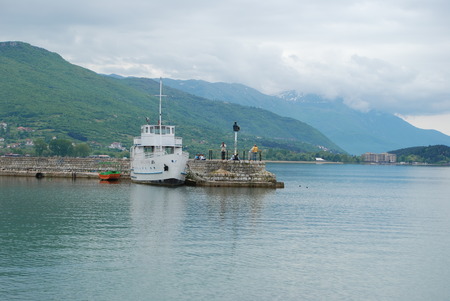 Looking to the lake Lake Ohrid, Ohrid, Macedoniaのeditorial素材