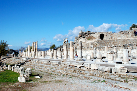 Pillars at Ephesus, Izmir, Turkey, Middle Eastのeditorial素材