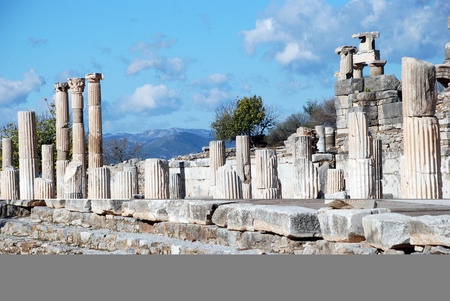 Pillars at Ephesus, Izmir, Turkey, Middle Eastのeditorial素材