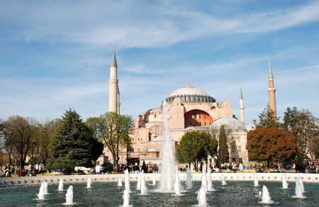 Istanbul, Turkey and Hagia Sophia and the park in front of her, April 2018.のeditorial素材
