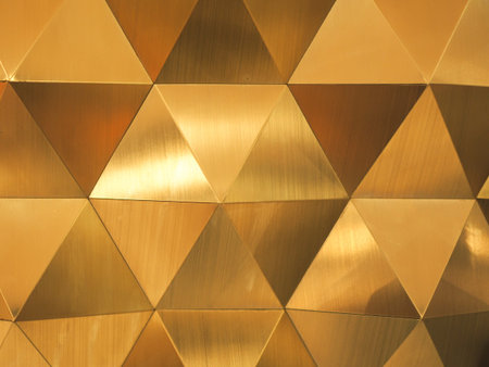 Golden Yellow low poly geometric abstract background in rumpled triangular style