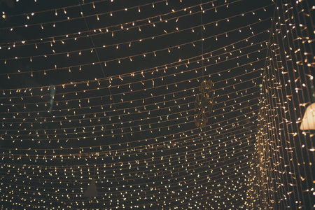 Christmas light chains decorated for the holidays festival
