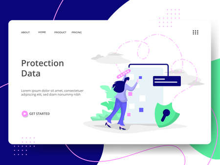 Social Network Security Illustration,the concept of Information Protection, can be used for landing pages, web, ui, banners, templates, backgrounds, flayer, posters, development.のイラスト素材