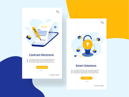Website onboarding screens template. Stock Market, Time Efficiency concept. perfect for website and mobile app development.のイラスト素材