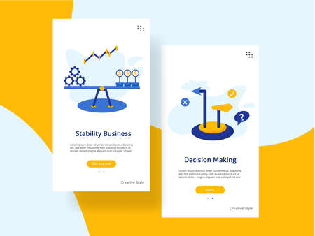 Website onboarding screens template. Stock Market, Time Efficiency concept. perfect for website and mobile app development.のイラスト素材