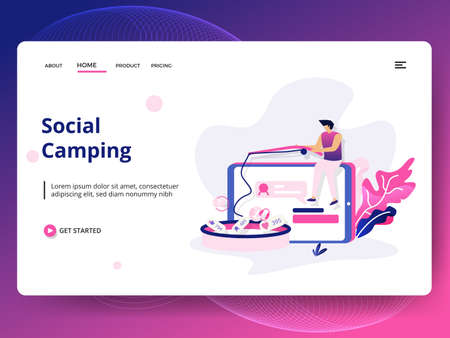 Landing Page Career Advancement vector illustration modern. Concepts for website and mobile app development. can use for Headers of web pages, templates, UI, web, banners, flyers.の写真素材
