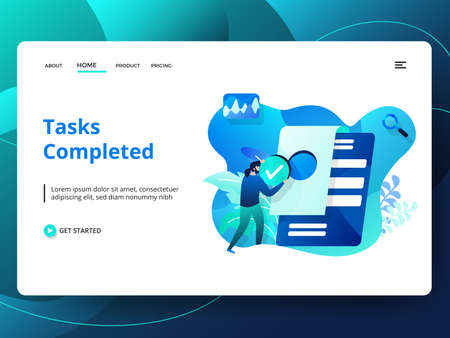 Landing Page Research and Development, the concept of people doing analysis, can be used for landing pages, web, ui, banners, templates, backgrounds, posters - Vectorのイラスト素材