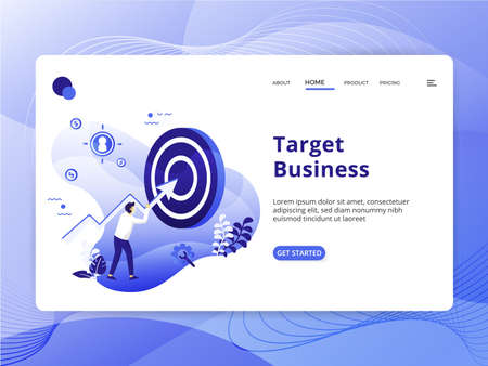 Landing Page Research and Development, the concept of people doing analysis, can be used for landing pages, web, ui, banners, templates, backgrounds, posters - Vectorのイラスト素材