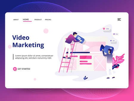 Landing Page Research and Development, the concept of people doing analysis, can be used for landing pages, web, ui, banners, templates, backgrounds, posters - Vectorのイラスト素材