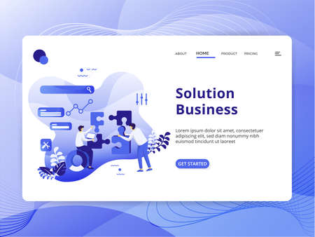 Landing Page Research and Development, the concept of people doing analysis, can be used for landing pages, web, ui, banners, templates, backgrounds, posters - Vectorのイラスト素材