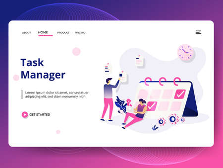 Landing Page Research and Development, the concept of people doing analysis, can be used for landing pages, web, ui, banners, templates, backgrounds, posters - Vectorのイラスト素材