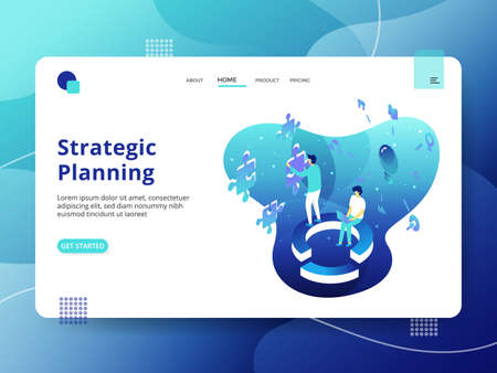 Landing Page Research and Development, the concept of people doing analysis, can be used for landing pages, web, ui, banners, templates, backgrounds, posters - Vectorのイラスト素材