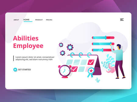 Landing Page Career Advancement vector illustration modern. Concepts for website and mobile app development. can use for Headers of web pages, templates, UI, web, banners, flyers.の写真素材