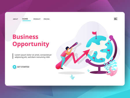 Landing Page Career Advancement vector illustration modern. Concepts for website and mobile app development. can use for Headers of web pages, templates, UI, web, banners, flyers.の写真素材