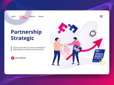 Web page design templates for Partnership Strategic. Concepts for website and mobile app development. can be used for landing pages, ui, banners, backgrounds. Illustration Modern style vectorのイラスト素材