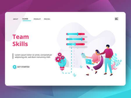 Document Analysis website template design. Landing page Modern flat concept of web page design for website and mobile website development. Easy to edit and customize. Vector illustrationのイラスト素材