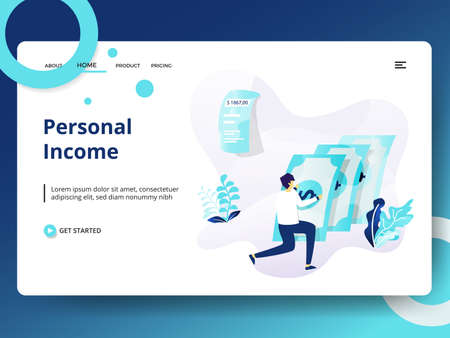 Document Analysis website template design. Landing page Modern flat concept of web page design for website and mobile website development. Easy to edit and customize. Vector illustrationのイラスト素材