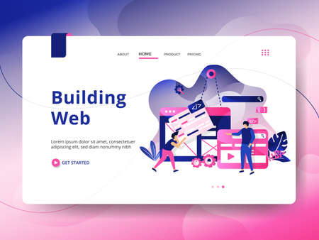 Document Analysis website template design. Landing page Modern flat concept of web page design for website and mobile website development. Easy to edit and customize. Vector illustrationのイラスト素材