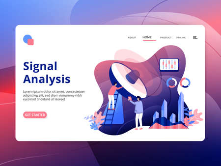 Document Analysis website template design. Landing page Modern flat concept of web page design for website and mobile website development. Easy to edit and customize. Vector illustrationのイラスト素材