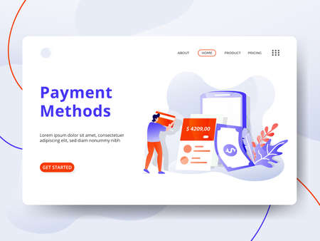 Landing page Data Representation modern style, the concept of a man sitting on a graph using a laptop, can be used for landing pages, web, ui, banners, templates, backgrounds, posters - Vectorのイラスト素材