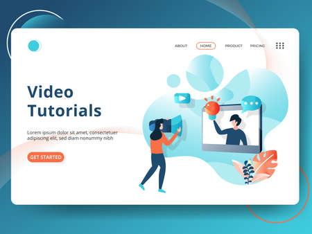 Landing page Statistics Data is a modern style, the concept of people doing analysis in front of a graph, can be used for landing pages, web, ui, banners, templates, backgrounds, posters - Vectorのイラスト素材
