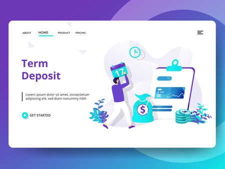 Landing page Statistics Data is a modern style, the concept of people doing analysis in front of a graph, can be used for landing pages, web, ui, banners, templates, backgrounds, posters - Vectorのイラスト素材