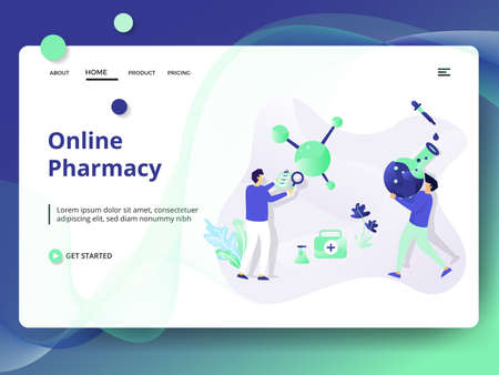 Illustration Software Development, the concept of men using laptops to create applications on smartphones, Can be used for landing pages, web, UI, banners, templates, backgrounds, flyers, postersのイラスト素材