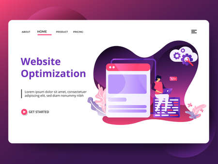 Illustration Software Development, the concept of men using laptops to create applications on smartphones, Can be used for landing pages, web, UI, banners, templates, backgrounds, flyers, postersのイラスト素材