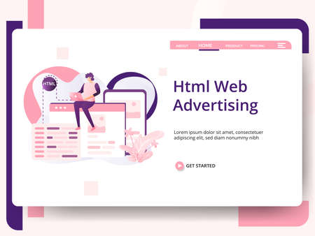 Online Course Illustration,the concept of E-Learning Education, can be used for landing pages, web, ui, banners, templates, backgrounds, flayer, posters, development.のイラスト素材