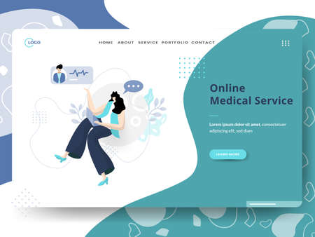 Flat illustration of Laboratory Diagnostics, the concept of men pouring liquid into a virus, fit to place on landing pages on websites and mobile website development.のイラスト素材