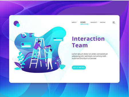 Flat illustration of Laboratory Diagnostics, the concept of men pouring liquid into a virus, fit to place on landing pages on websites and mobile website development.のイラスト素材