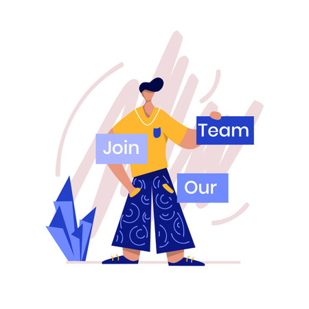 Join Our Team Illustration, the concept of recruitment, can be used for landing pages, web, ui, banners, templates, backgrounds, flyer, posters, developmentのイラスト素材